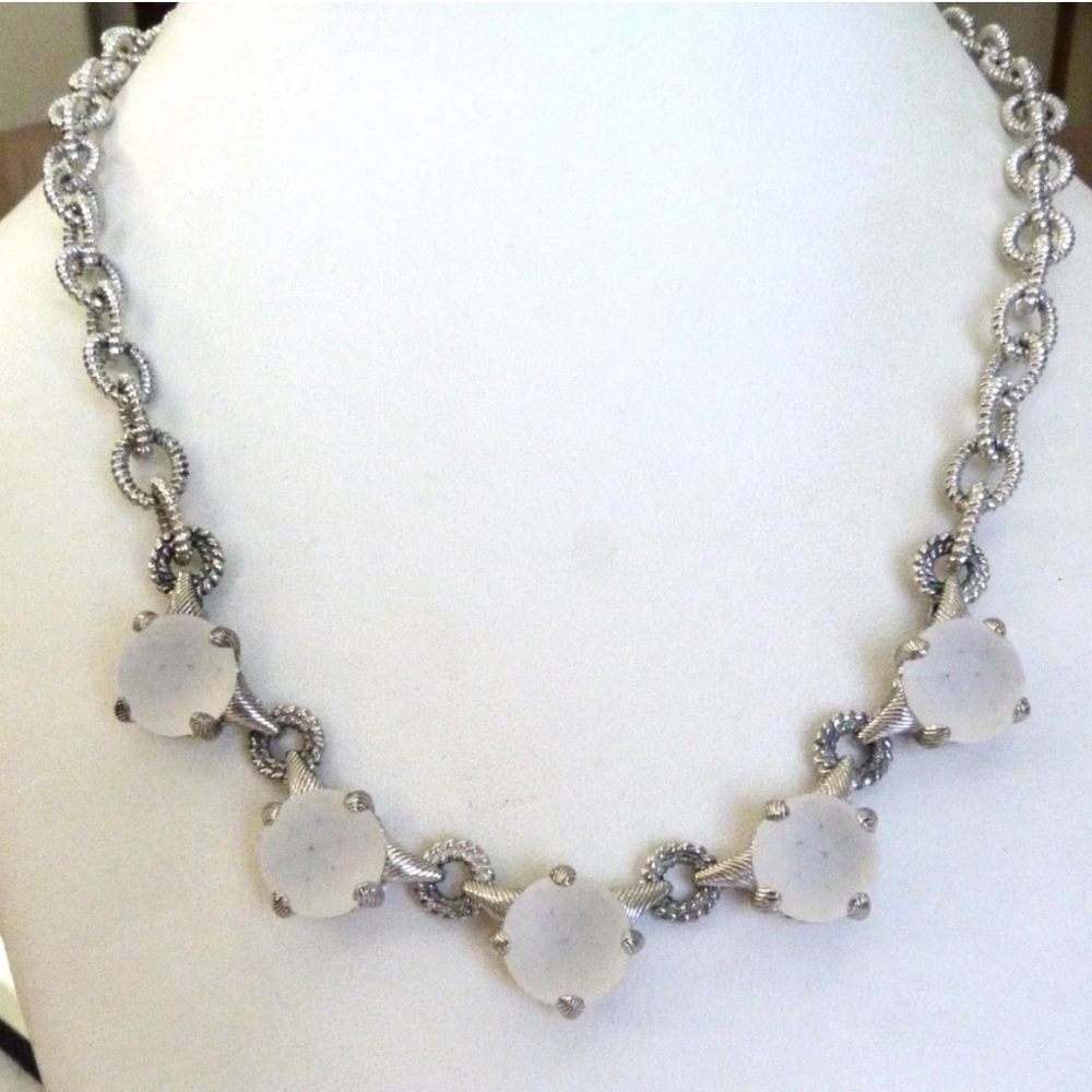 JUDITH RIPKA FACETED FROSTED NECKLACE